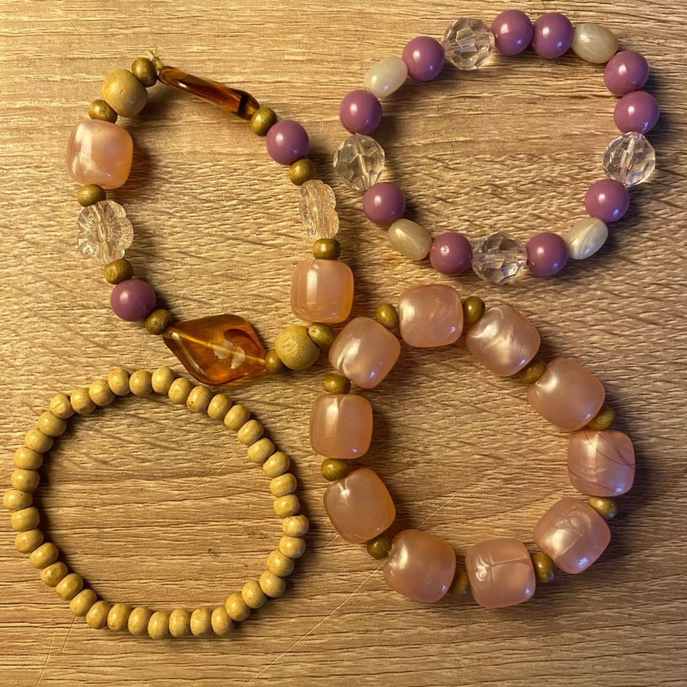 Pink & Tan Bracelet Set